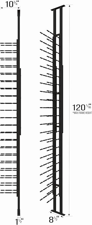 Ultra Wine Racks Floor-to-Ceiling Mount Display (1 Side, Double Deep, Black, Holds 42 Wine Bottles) - Modern Metal Wine Storage for Wine Cellars, Home Bars, Kitchens, and Dining Rooms