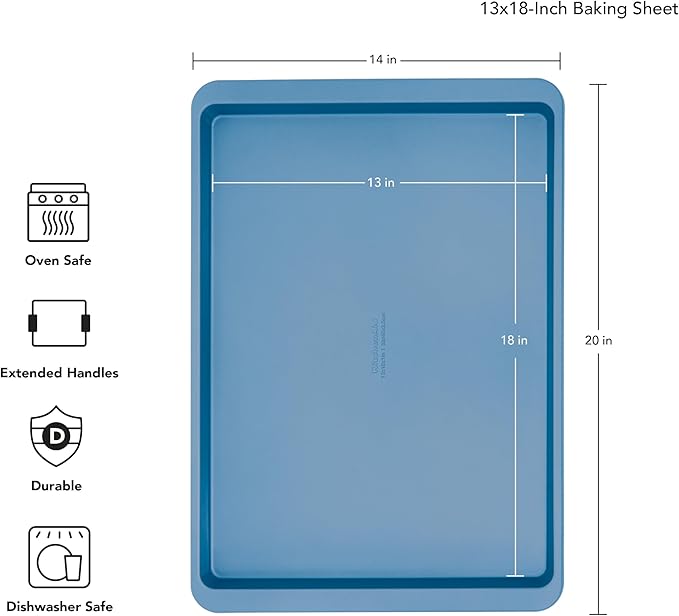 KitchenAid 13x18in Nonstick Aluminized Steel Baking Sheet, Blue Velvet