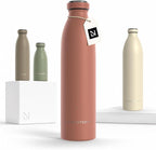 LARS NYSØM Stainless Steel Insulated Water Bottle 12 oz 17 oz 25 oz 34 oz 51 oz | Insulated Thermo Flask for Hot and Cold Beverages | Leakproof Drinking Bottle (Brick Red, 25.4 oz)