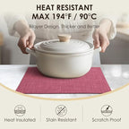 Placemats Set of 6, Bilayer Thickened Linen Place Mats Heat Resistant Machine Washable Wrinkle Free Carefully Selected Polyester Mats for Kitchen/Dining/Coffee Table (Pink)