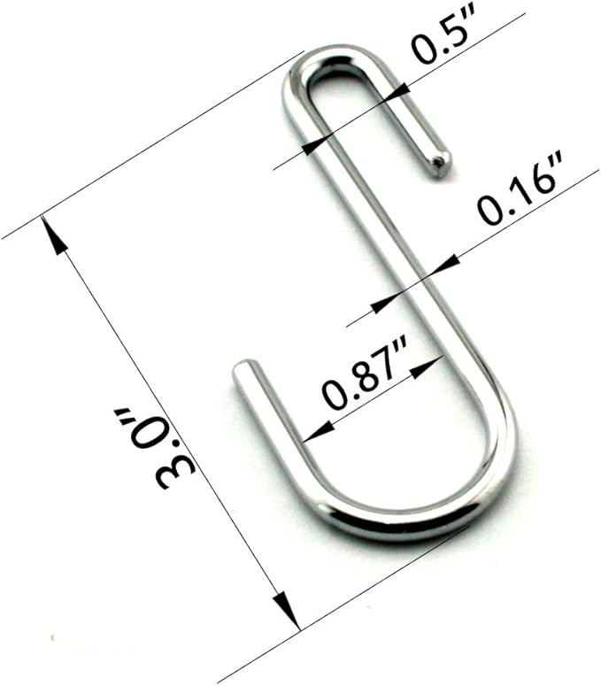 Chrome Finish Steel S hook Cookware Universal Pot Rack Hooks Sturdy Hanging Hooks - Multiple uses for Kitchenware, Pots, Utensils, Plants, Towels - Set of 10