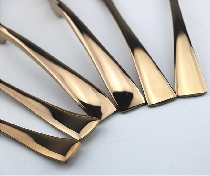 Rose Gold Stainless Steel Mirror Polished Flatware Set, Steak Knife Dinnerware Knife Fork Salad Fork Dessert Spoon 6-piece, Service for 1