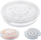 12inch 2 Pack Food Storage Container with Lid and Handle, Reusable 2 Compartments Pizza Slice Storage Container, Round Pie Carrier Leftover Pizza Keeper for Food Cake Cheesecake Tortilla Pastry