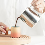 2-Oz Ceramic Espresso Cups with Wood Handle, 2/4-Piece Set for Coffee, Tea, Latte - Dishwasher Safe, Multi-Color & Wood Styles, Gift & Café Use (pink, Wooden Handle2)
