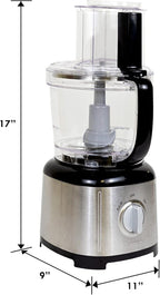 Kenmore 11 Cup Food Processor - Vegetable & Fruit Salad Cutter, Multifunctional, Chopper, Clicer, Mincer, Puree, Grater, Blades, Shredder, Compact Stainless Steel Kitchen Appliances, 500 W Black
