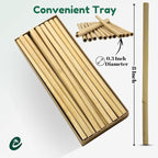 Eco-Friendly Bamboo Cocktail Stirrers & Napkins Set – 50 Pack 8” Organic Bamboo Straws + 50 Luxury Disposable Napkins – Biodegradable Party Essentials for Cocktails, Beach Events & Tiki Bars