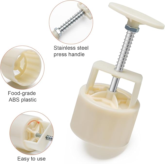 Luxiv Moon Cake Mould, 12 PCS Pattern Hand-Pressure Mooncake Molds for Mid-Autumn DIY Pastry Tool 2 Set with 6pcs Round Flower Mooncake Mode and 6 Pcs Square Pattern Mooncake Mould (White, 100g)