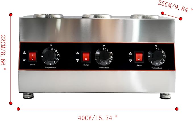 Commercial Electric Sauce Warmer Electric Cheese Sauce Warmer Hot Fudge Warmer Dispenser Cheese Dispenser Warmer with 3 Pump (3 Pump Head)