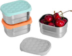 UPTRUST Stainless Steel Snack Containers for Kids, Easy Open Leak Proof, Small Food Containers with Silicone Lids, Perfect Metal Lunch Box for Daycare and School (3pcs 8oz)