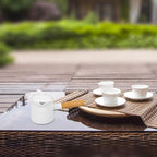 BESTonZON Ceramic Milk Warmer Pot 350ml Enamel Pan Non-stick Saucepan With Lid Porcelain Coffee Pot Food Bowl Butter Warmer With Wooden Handle for Heating Liquid Appetizer