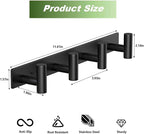 Coat Rack Wall Mounted with 4 Hooks, Wall Hooks for Hanging Towel Coat Hat Bag, Heavy Duty, Metal Hat Rack Coat Hanger Towel Hooks Coat Hooks for Entryway Bathroom Kitchen (Black, 2 Packs)