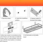 2PCS Kitchen Storage Metal Wire Fruit Basket - SUS304 Stainless steel Organizer Storage Bin Baskets for Bathroom - Space Saving Design for Pantry Organization, Spice Rack,Self Adhesive（Silver）