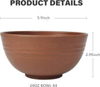 greenandlife 24oz/4PCS Wheat Straw Cereal Bowls, Lightweight Unbreakable Noodle Fruit Soup Rice Bowls Dishwasher Microwave Safe Bowl Sets, Non-toxin, BPA Free, Earth Tone