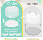 Ohuhu Cake Container, Cake Carrier with Lid and Handle BPA-Free Cake Holder for 10 inch Cake with 2 Handles Cupcake Carrier - Plastic Cover Two Sided Base for Transport Pies Nuts Fruit