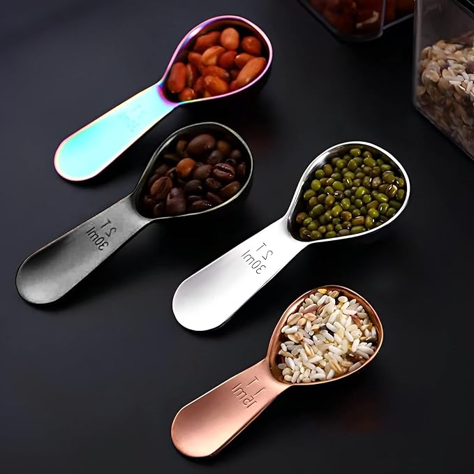 1 Pcs Coffee Scoop, 2 Tablespoon Measuring Spoon for Ground Coffee, Durable Stainless Steel, Easy to Use and Clean(Colorful）, Send Goods from Local Warehouse