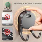 4 Pack Heavy Duty Suction Cup Hooks - No Drill Vacuum Suction Hanger for Bathroom, Kitchen, Glass/Tile/Metal, Holds Towels, Keys, Utensils (Gunmetal Gray)