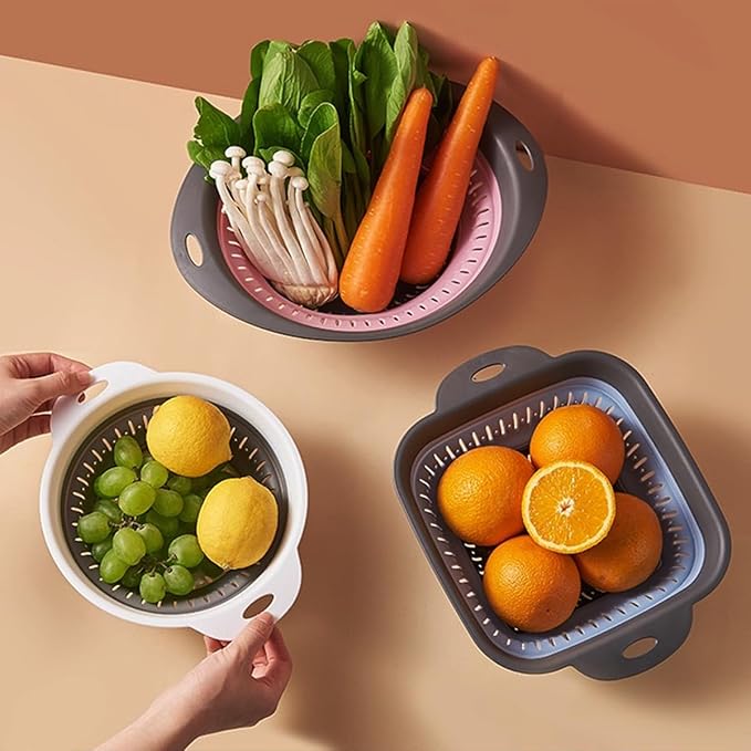 Collapsible Colander and Strainer,Silicone Strainer Colanders & Food Strainers,for Vegetable and Fruit, Kitchen Essentials