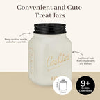 Young's Inc. Ceramic Cookie Jar - Cute Kitchen Counter Storage Canister with Lid - Perfect for Cookies, Coffee, Tea, Candy, Dog Treats, and More - Cookies Finest - Black, White