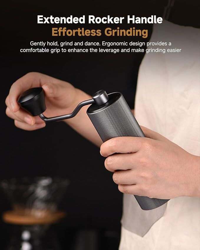Manual Coffee Grinder,Hand Coffee Grinder with 30 Adjustable Settings,CNC 420 Stainless Steel Espresso Conical Burr-Portable Multi-Bearing Design for Pour Over,French Press & Moka pots