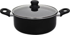 Hamilton Beach Aluminum Covered Cookware Set, Nonstick Saucepan Frypan, Dutch Oven with Soft Touch Bakelite Handle, | Spiral Bottom- Multipurpose Use | Durable & Dishwasher Safe |10pc, Black |