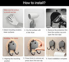 4 Pack Heavy Duty Suction Cup Hooks - No Drill Vacuum Suction Hanger for Bathroom, Kitchen, Glass/Tile/Metal, Holds Towels, Keys, Utensils (Gunmetal Gray)