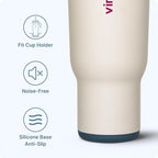 VINUR 30 oz Tumbler with Handle and Straw Lid-Reusable Stainless Steel Insulated Tumbler Cup for Water Coffee, Leakproof Travel Mug with Rubber Base(Cream)