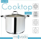 Stock Pot, Large Stainless Steel 17 Quart StockPot, Large Cooking Pot, Clear Glass Lid and Measurement Markings, Steam Hole, Induction, Gas, Electric Compatible Big Boiling Pot