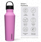 Corkcicle Sport Canteen - Keeps Drinks Cold 25 Hours - Stainless Steel Water Bottle - Triple-Insulated - Spill-Proof - Summer Drinkware Gift - Keeps Drinks Ice Cold - 20 oz - Fuchsia