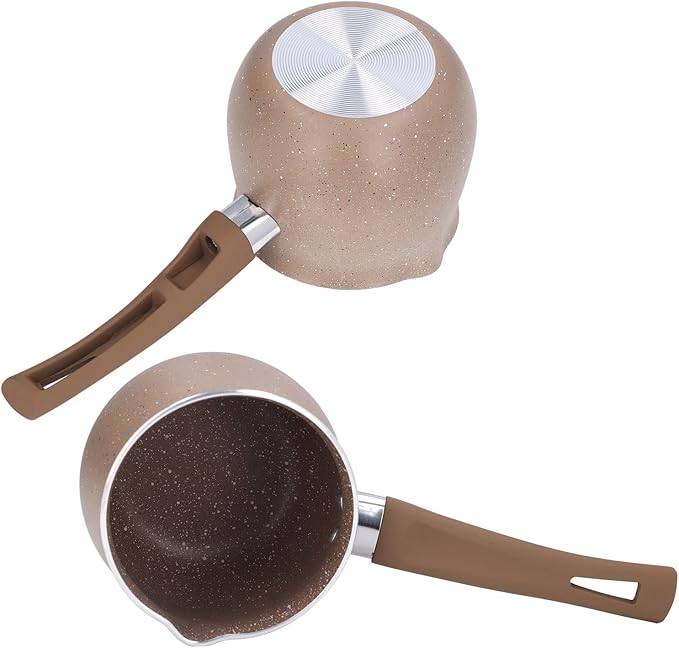 Mini Saucepan, 0.8qt/750ml Nonstick Butter Warmer Multi Milk Pot Stockpot Practical Small Melting Pot with Handle Pour Spouts