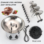 4 Tiers Chocolate Fountain Electric Chocolate Fondue Fountain,2-Pound Capacity,Stainless Steel Cascading Fondue Heat Motor Controls Pot for Cheese, Melting Chocolate, Liqueurs