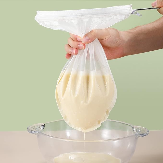 Nut Milk Bag Strainer, Strainers Fine Mesh Bags, Reusable Cheese Cloth Bag for Straining for Filter Juices, NutMilk, Cheese, Honey, Butter, (S-Size*5/ Excluding Bracket)
