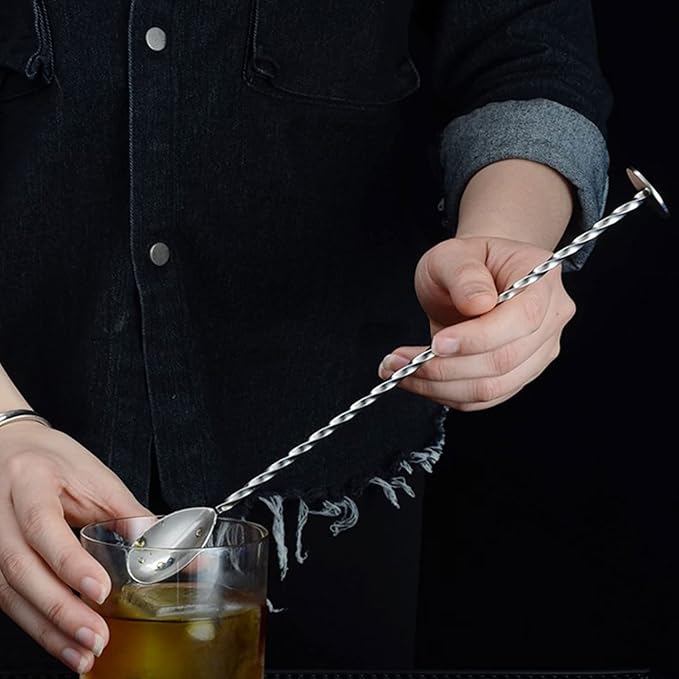 Generic 2 Packs 12 Inches Stainless Steel Bartender Mixing Spoon Cocktail Stirrers, Long Attractive Spiral Bar for Shakers, Carafes, Tall Cups & Pitchers Home Bar, 01, Silver, 2.95x11.34x0.01 inch