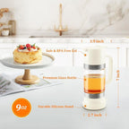 Aelga Glass Honey Dispenser Pot, No Drip 9 OZ Honey Jar with Handle, Syrup Dispenser for Coffee or Tea, White