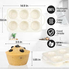 Jumbo Muffin Pan, Metal Reinforced Frame 3.5 inch Large Silicone Cupcake Pan 6 cups Large Muffin Pan with Handle Nonstick Jumbo Muffin Tin for Baking Giant Homemade Muffins, Cupcakes, Frittatas