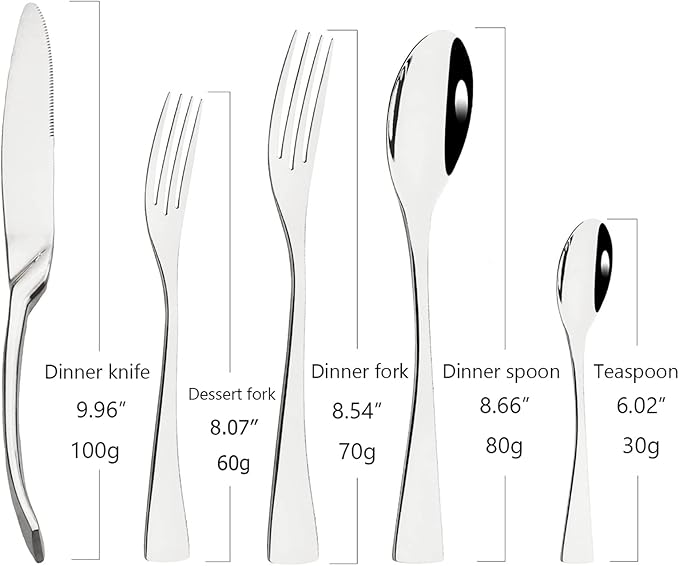 Rainbow Tableware 20Pcs Mirror Polished 18/10 Stainless Steel Luxury Flatware - Heavy Cutlery Set Service For 4 Include Knives/Forks/Spoons/Salad Fork/Teaspoon, Dishwasher Safe
