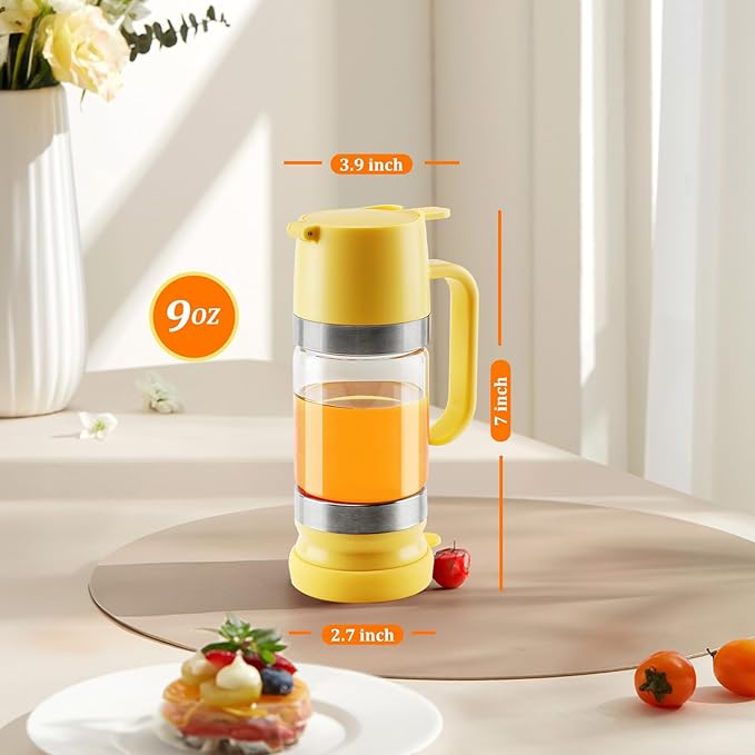 Aelga Glass Honey Dispenser No Drip - 9 OZ Honey Pot Honey Jar with Handle - Maple Syrup Dispenser