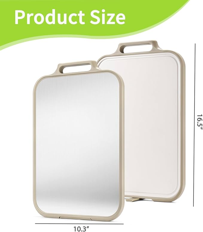 Titanium Cutting Board, Double Sided Cutting Board for Kitchen with Food Grade Pure Titanium and Wheat Straw PP, Easy to Clean, Stand-Up Design