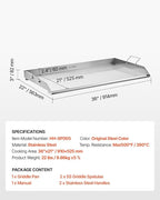 VEVOR Stainless Steel Griddle, 36x22 inch Universal Flat Top Rectangular Plate, Gas Grill Griddle for BBQ Grill, Teppanyaki, Portable Family Cookware with Handle, for Camping Tailgating Party