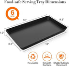 WOWBOX 6 pcs Serving Tray for Entertaining, Serving Platters for Snacks, Fruit, Cookies, Dessert, Reusable Plastic Trays for Serving Food and Pantry Organization in Kitchen & for Parties, (Black)