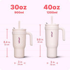 VINUR Insulated Tumbler with Handle-18/8 Stainless Steel Tumbler with Lid and Straw-Reusable Drink Water Cup Travel Mug for Women| Fits Cupholders|30 oz | Pink