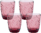 M&N HOME Colored Whiskey Glasses, Set of 4 Colorful Drinking Glasses, 9 Oz Coconut Cups, Glass Tumblers, Glass Cups for Water and Juice, Tiki Cups, Tropical Themed Glassware Set - PURPLE SET
