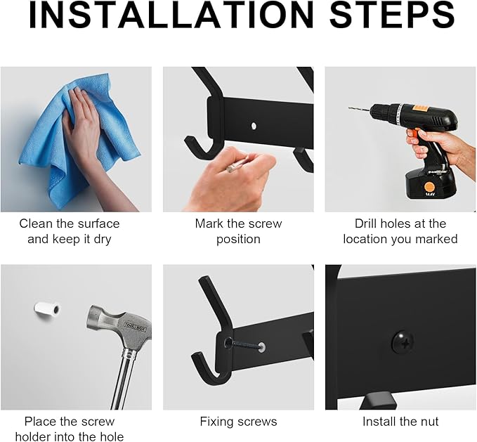 VAEHOLD Coat Hooks Wall Hook for Hanging Clothes Robes Towels Hats Heavy Duty Coat Hanger Coat Rack Wall Mount with 3 Hooks - Black