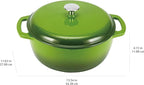 Amazon Basics Cast Iron Dutch Oven Pot with Lid, Enameled, Round, Dual Handles, Heavy-Duty, Medium, 6-Quart, Green