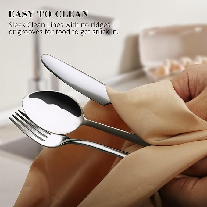 KINGSTONE Silverware Sets with Serving Utensils, 65 Piece Flatware Set for 12 with Gift Box