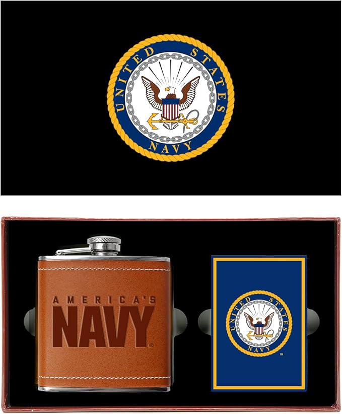 Military Gift Shop Navy Flask and Playing Card Set