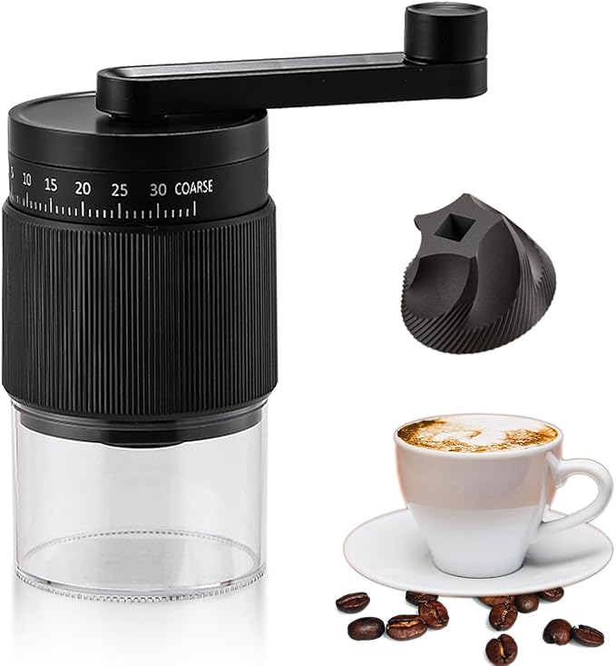 Portable Manual Coffee Grinder with 35 Adjustable Settings,Hand Coffee Bean Mill with 30g Capacity & Crank for Espresso, Pour Over, French Press, Travel (Black)