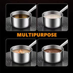Butter Warmer Pot, Small Sauce Pan, Thick 3-PLY Heavy Duty Stainless Steel Cooking Pot for Milk, Coffee, and Melting Chocolate, 0.5-Quart