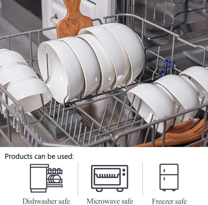 DELLING 22 Oz Ceramic Soup Bowls Set, 6.6" White Porcelain Mixing Bowls, Large Serving Bowls for Kitchen, Cereal, Snack, Rice, Pasta, Salad, Oatmeal, Set of 3, Microwave and Dishwasher Oven Safe