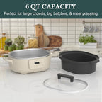 6 Quart Programmable Slow Cooker Removable Healthy Nonstick Crock Pot - Small Kitchen Appliance for Family Dinners - Serves 6+ People - Heat Settings: Keep Warm Oatmeal Oatmeal