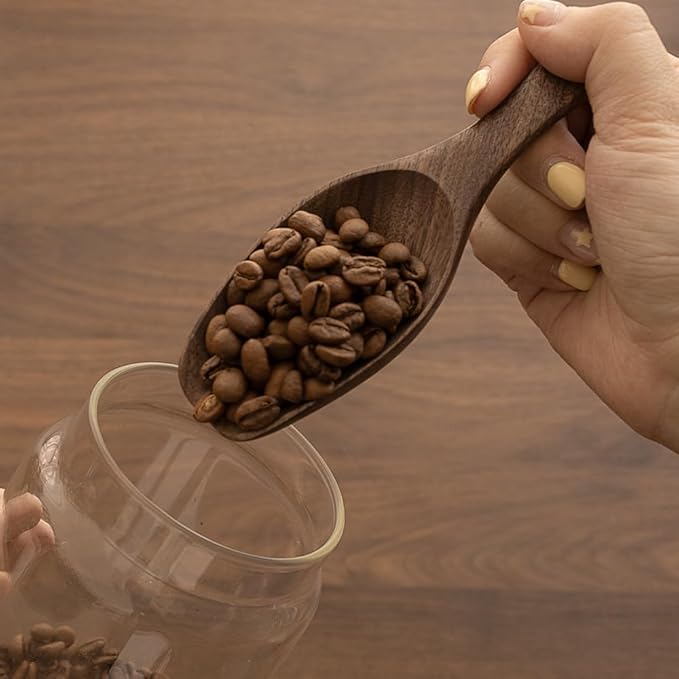 Black Walnut Coffee Scoop for Ground Coffee, Loose Tea & Bath Salts, 1 Tablespoon/15ml, Multi-Purpose Kitchen Scooping Tool for Jars, Canisters & Coffee Brewing Accessories(1pcs)